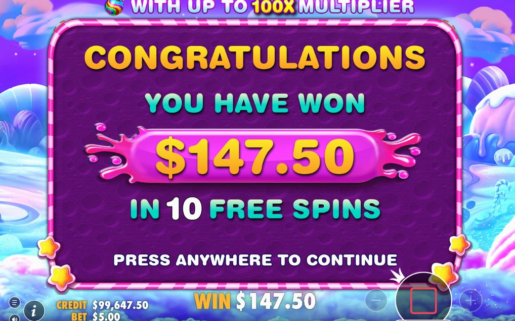 Win screen totals from a tumble sequence