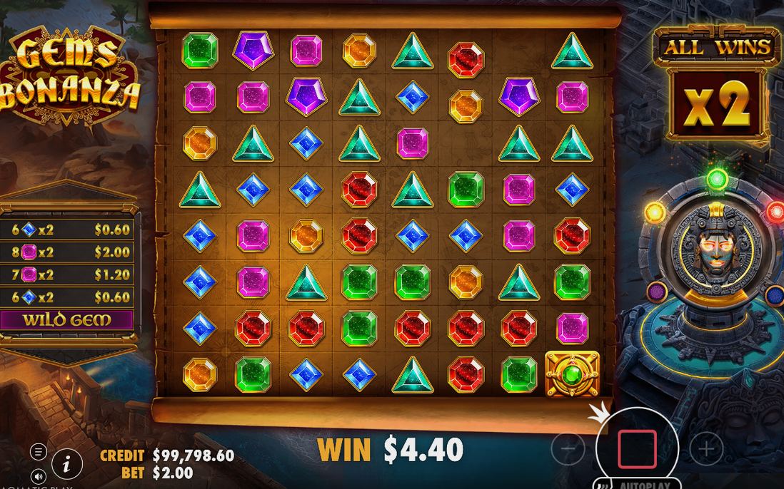 Spin modifier playing on the 8x8 grid during Gold Fever