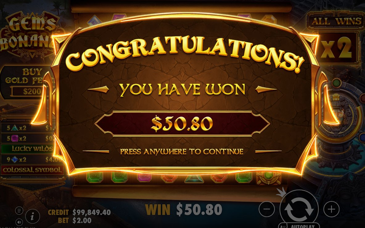 Winning cluster paid on the 8x8 grid in base play